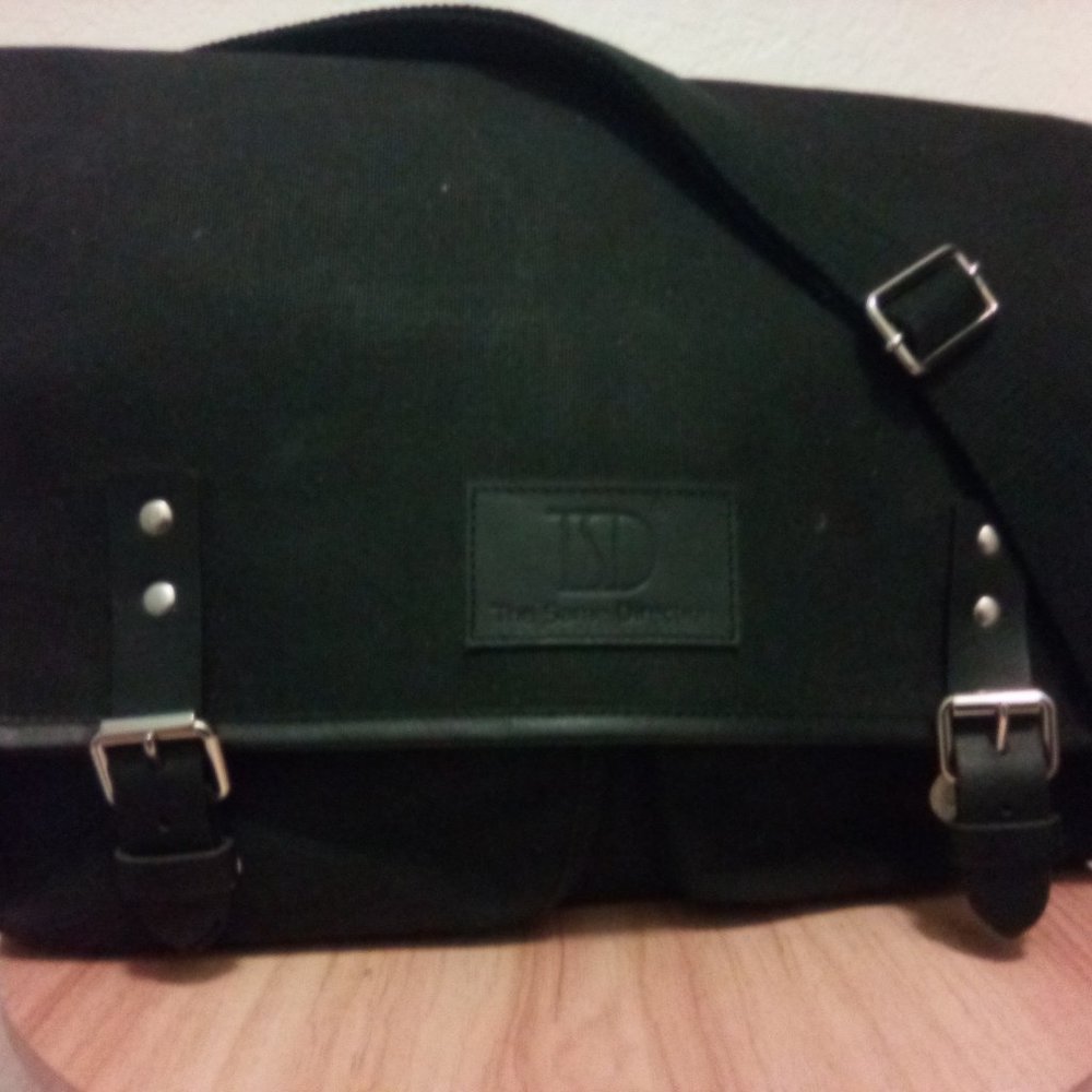 The Same Direction Black Canvas Crossbody Messenger Bag NEW